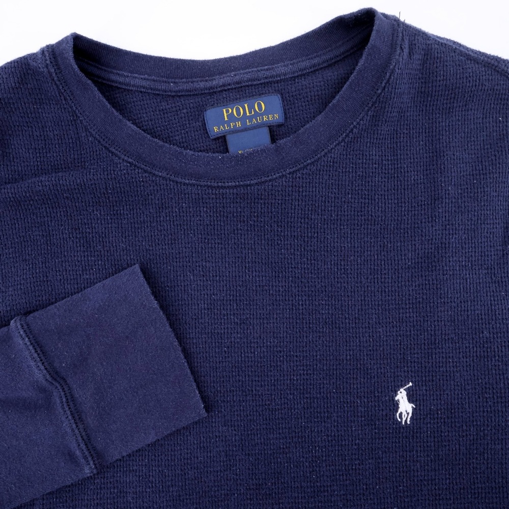 Polo Ralph Lauren Waffle Knit Thermal Shirt Navy Blue Long Sleeve Mens XL